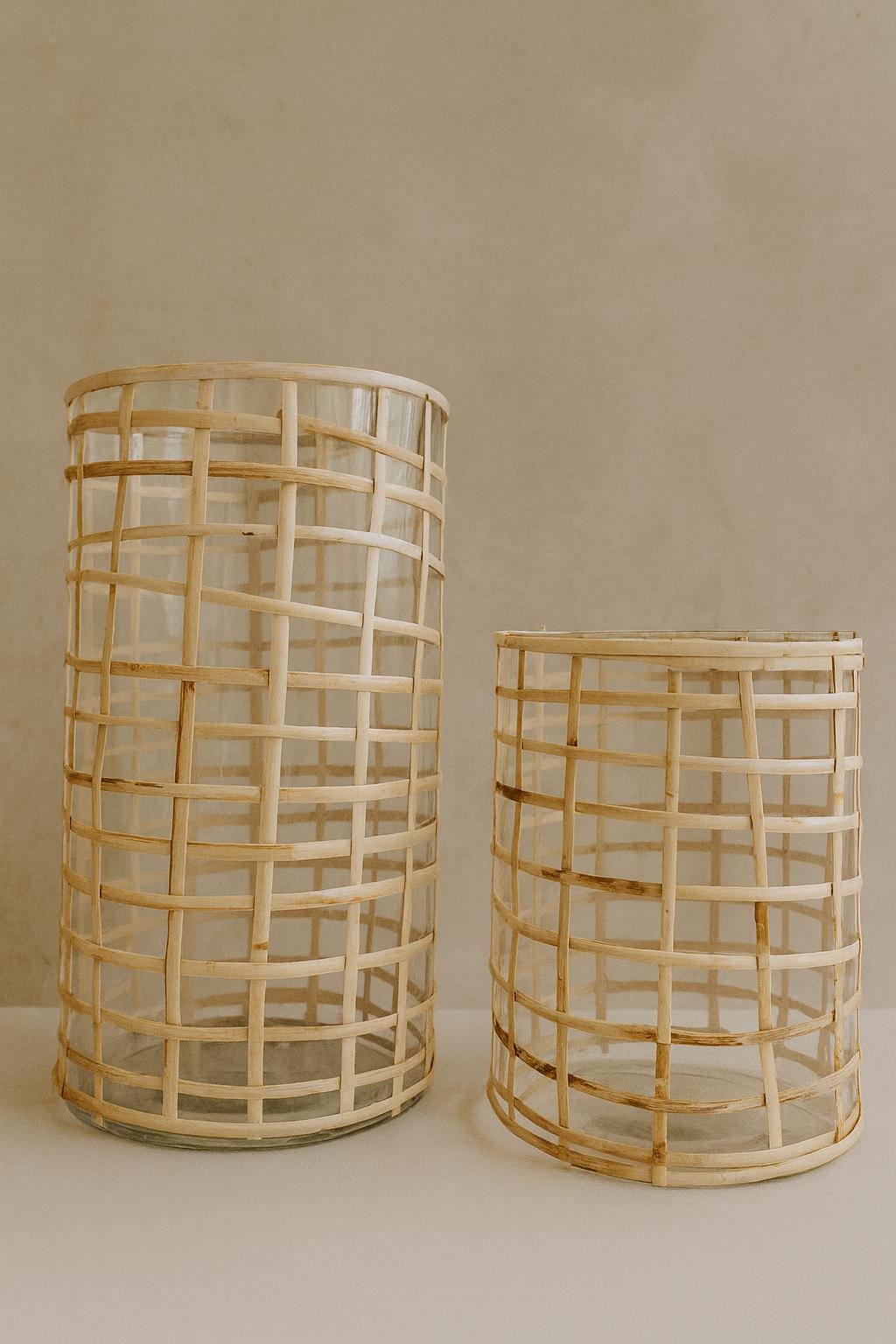 Rattan Wrapped Glass Vase | Rustic Boho Farmhouse Vase | Davian Decor for vases, centerpieces, and home styling