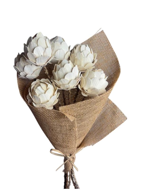 Ever Floral Bouquet | Rustic Faux Flowers Dried Arrangement NY1240 White Cabbage for vases, centerpieces, and home styling