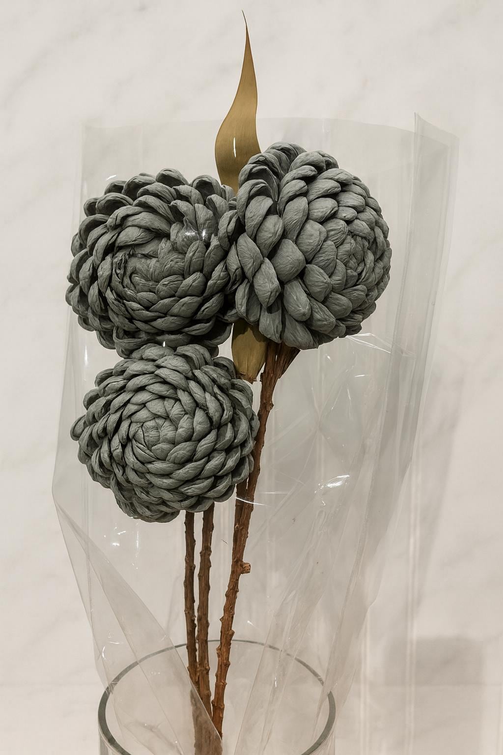 Ever Floral Bouquet | Rustic Faux Flowers Dried Look | Home Decor Arrangement NY1053 Chrysantumums Grey for vases, centerpieces, and home styling