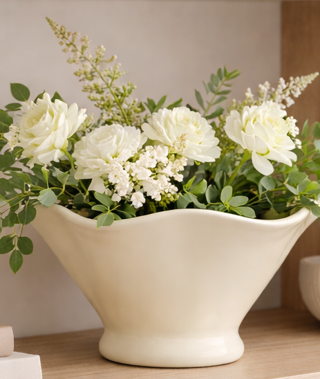 Winny Wave Ceramic Vase | Sculptural White Wavy Vase | Modern Minimalist Home Decor image 4